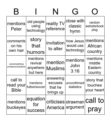 Andy Seeeeberhagen Bingo Card