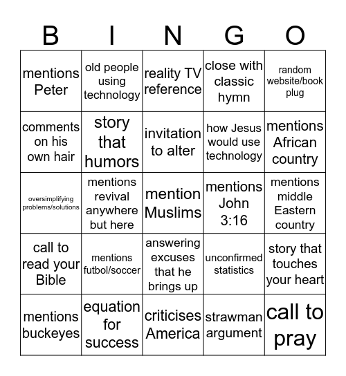 Andy Seeeeberhagen Bingo Card