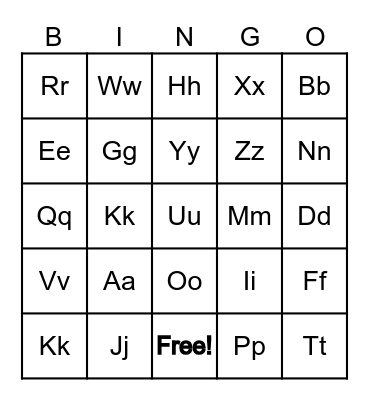 Sight Words Bingo Card