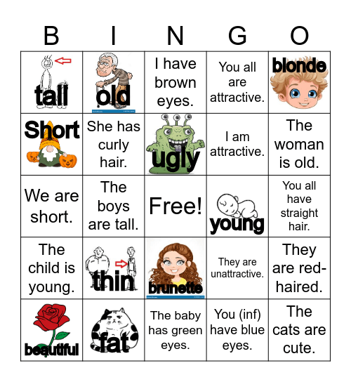 Ser y las caracterÍsticas físicas Bingo Card