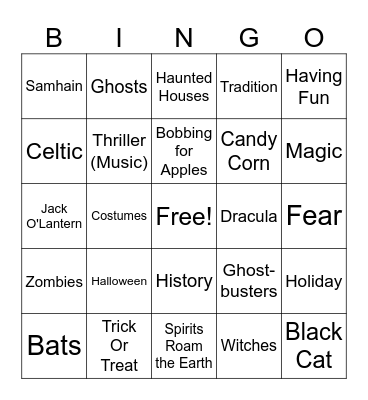 The Origin of Halloween Bingo Card