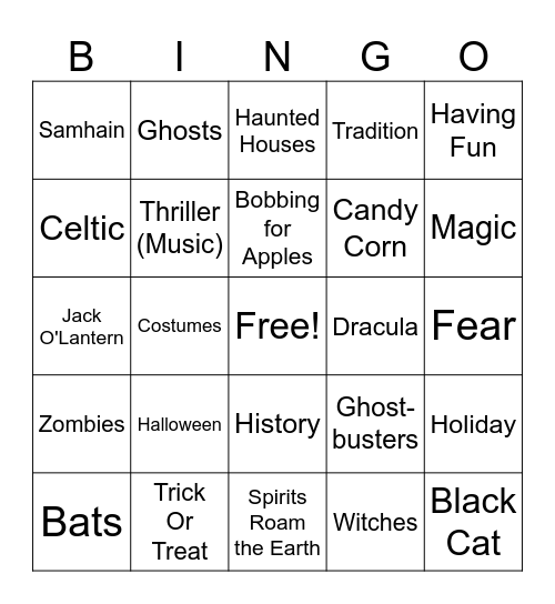The Origin of Halloween Bingo Card