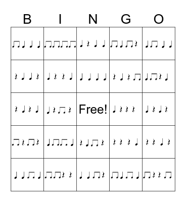 Rhythm Bingo Card