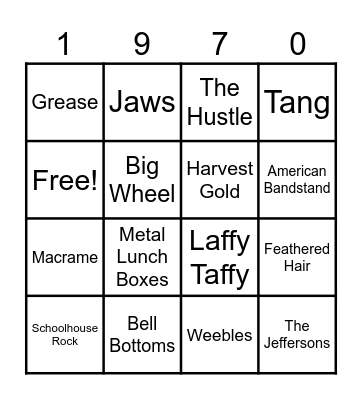 1970s Memories 3 Bingo Card