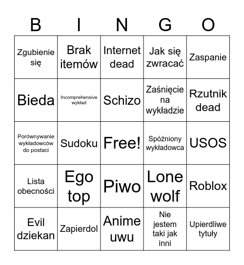 Skibidi Studia Bingo Card