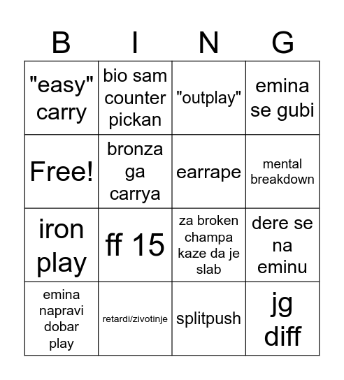 duoq ismar emina Bingo Card