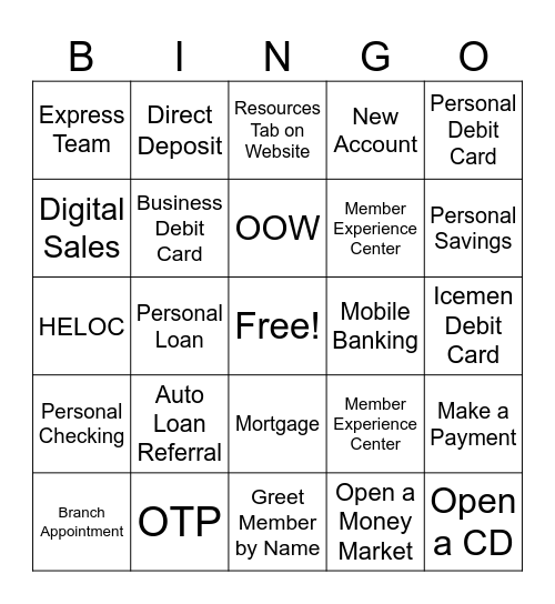 Appreciation Bingo Card