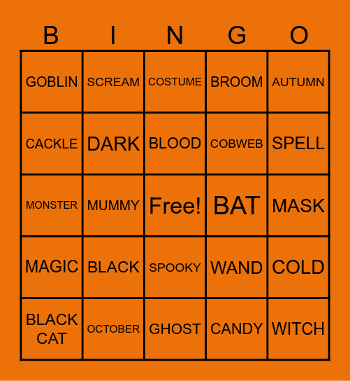 Halloween Bingo Card