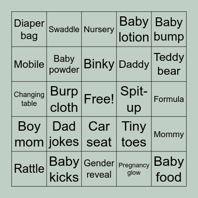 Baby Bingo Card