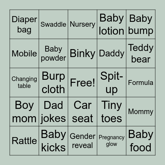 Baby Bingo Card