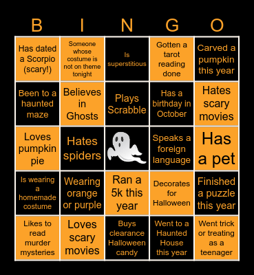 Halloween Mingle Bingo Card