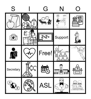 School Signs Bingo Card