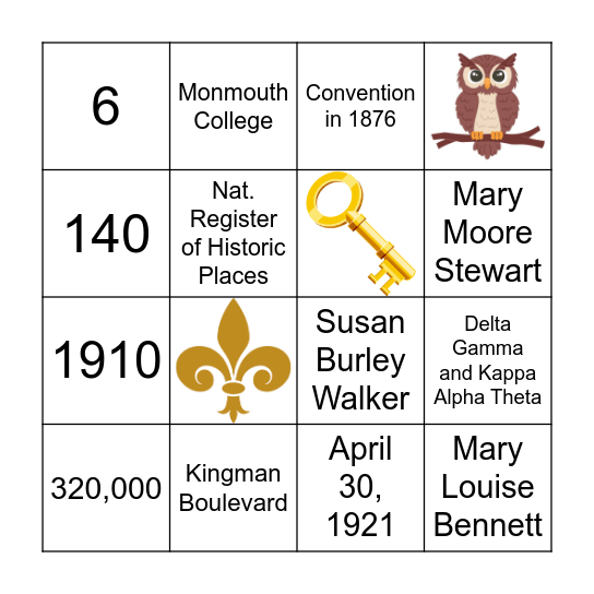Founder's Day Bingo Card