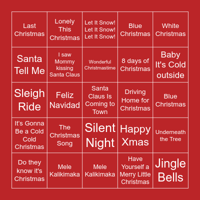 SOVOT CHRISTMAS MUSIC BINGO Card