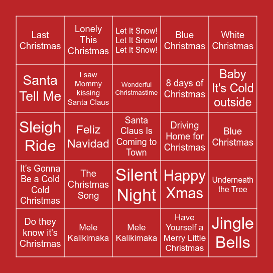 SOVOT CHRISTMAS MUSIC BINGO Card