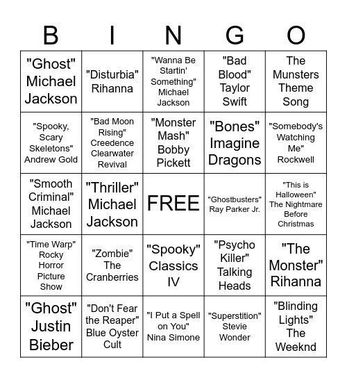 Halloween Bingo Card