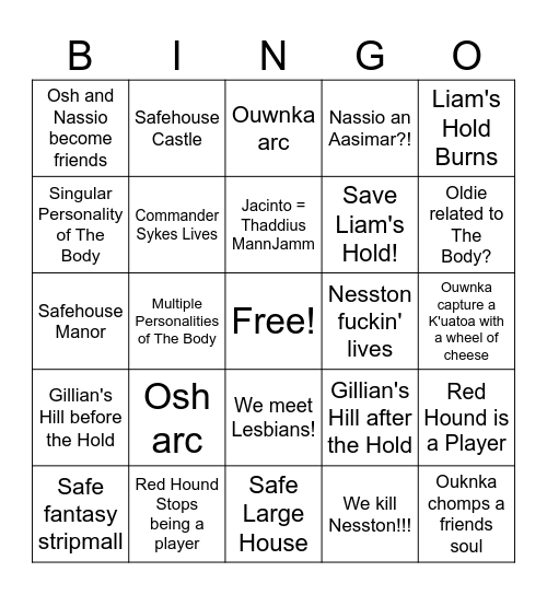 Forgotten Bingo Card