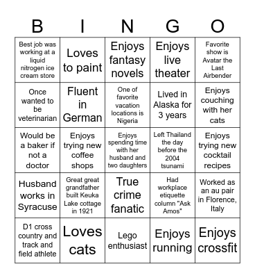 Find Your Fellow Fellow Bingo Card