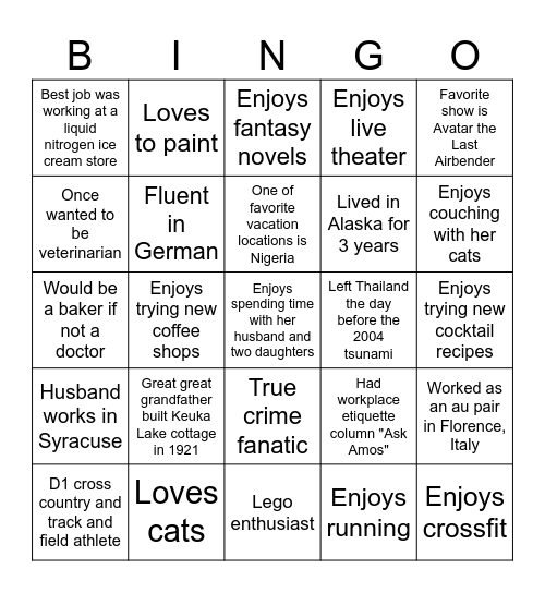 Find Your Fellow Fellow Bingo Card