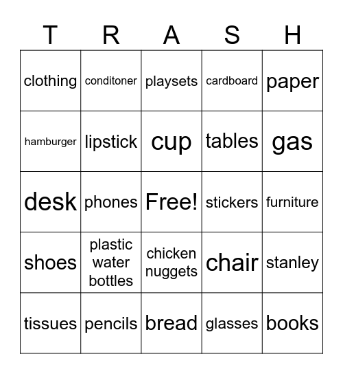TRASHO Bingo Card