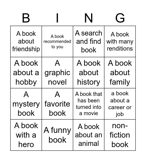 A book about... Bingo Card