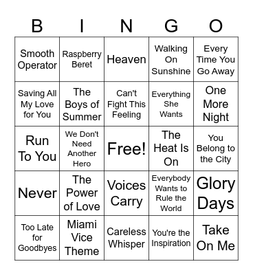 Pop Hits-1975 Bingo Card