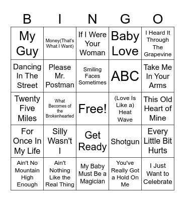 Motown Essentials Bingo Card
