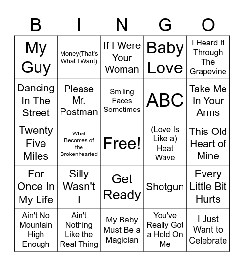 Motown Essentials Bingo Card