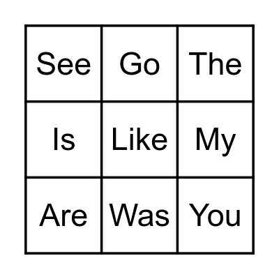 Red & Orange Sight Words Bingo Card