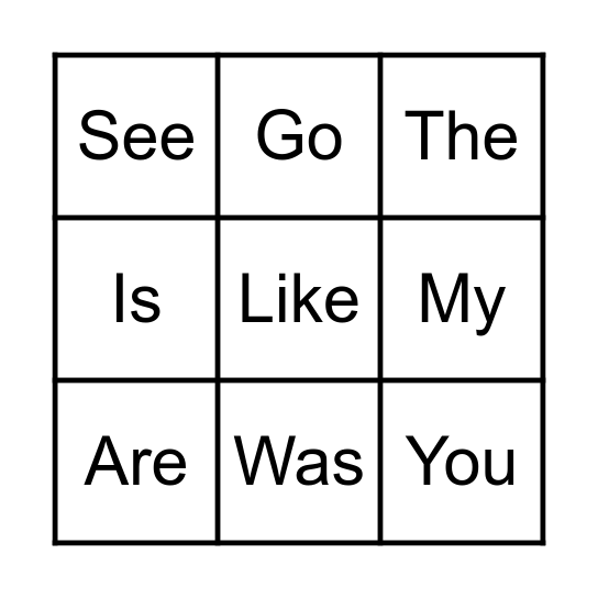 Red & Orange Sight Words Bingo Card