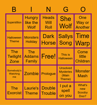 Halloween         Music Bingo Card