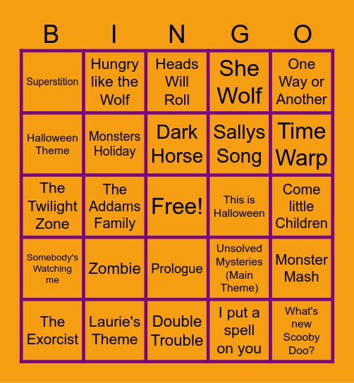 Halloween         Music Bingo Card