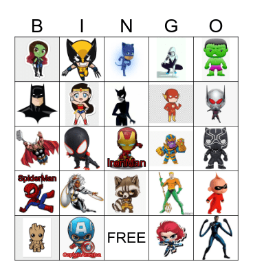 Superhero Vs. Villains Bingo Card