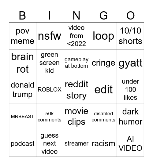 Untitled Bingo Card