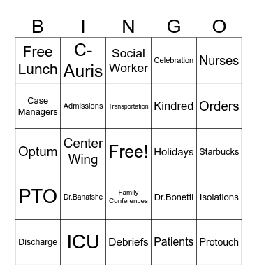 Case Management Bingo Card