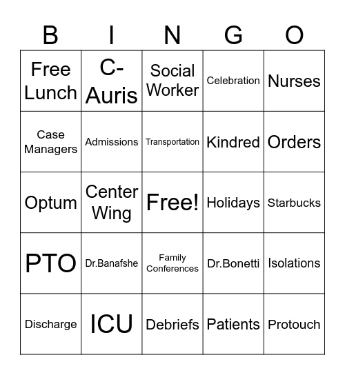 Case Management Bingo Card