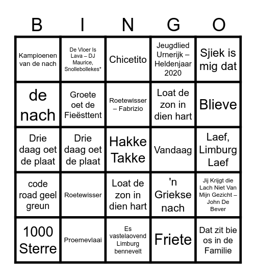 carnaval Bingo Card