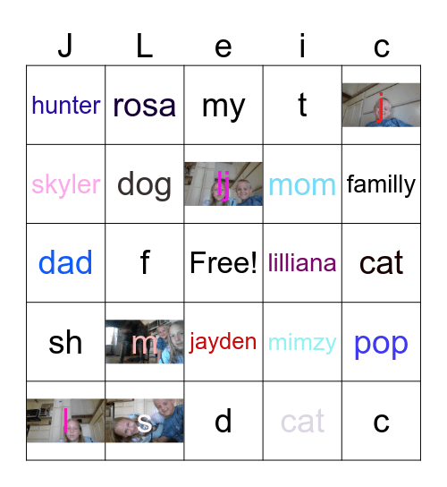 J/L epic Bingo Card