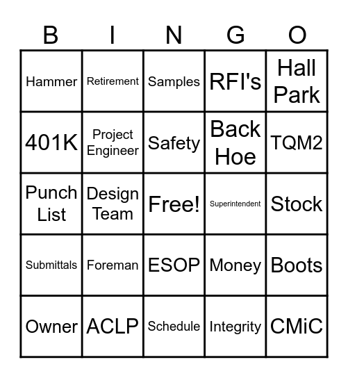 Austin ESOP Bingo Card