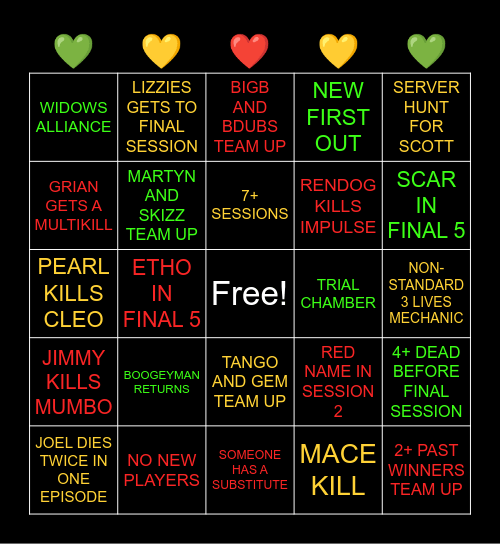Life Series Bingo! Bingo Card