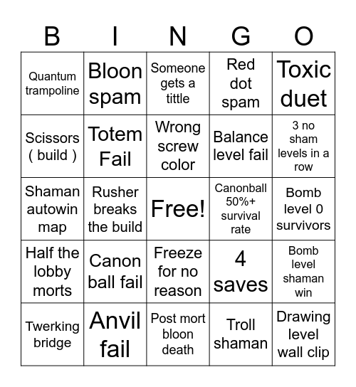 Transformice Shaman PBingo Card