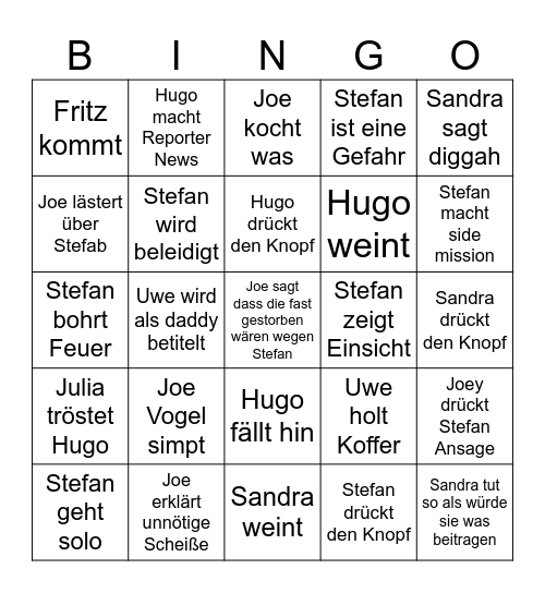 7vswild Folge 6 Bingo Card