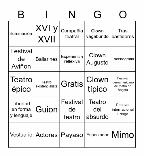 EL TEATRO MODERNO Bingo Card