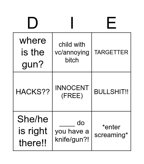 MM2 BINGO!! Bingo Card