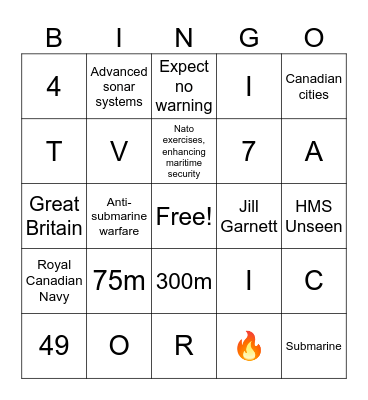 Victoria-Class Bingo Card