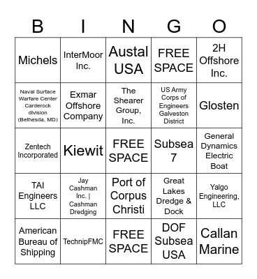 TAMU OCEN Career Fair Bingo Card