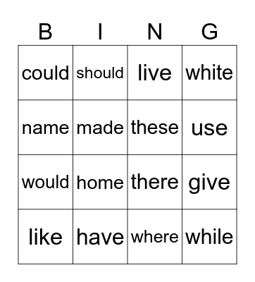 Module 5 Bingo Card
