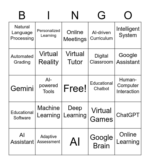 Technology and Education Bingo Card