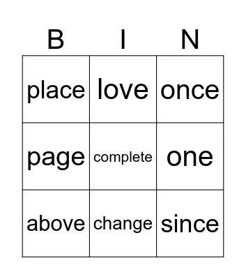 Module 6 Bingo Card