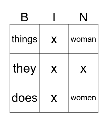 Module 7 Bingo Card